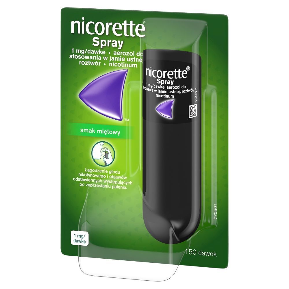 Nicorette Spray,1mg/ dawkę, aerozol do stosowania w jamie ustnej, 1 dozownik (150 dawek)