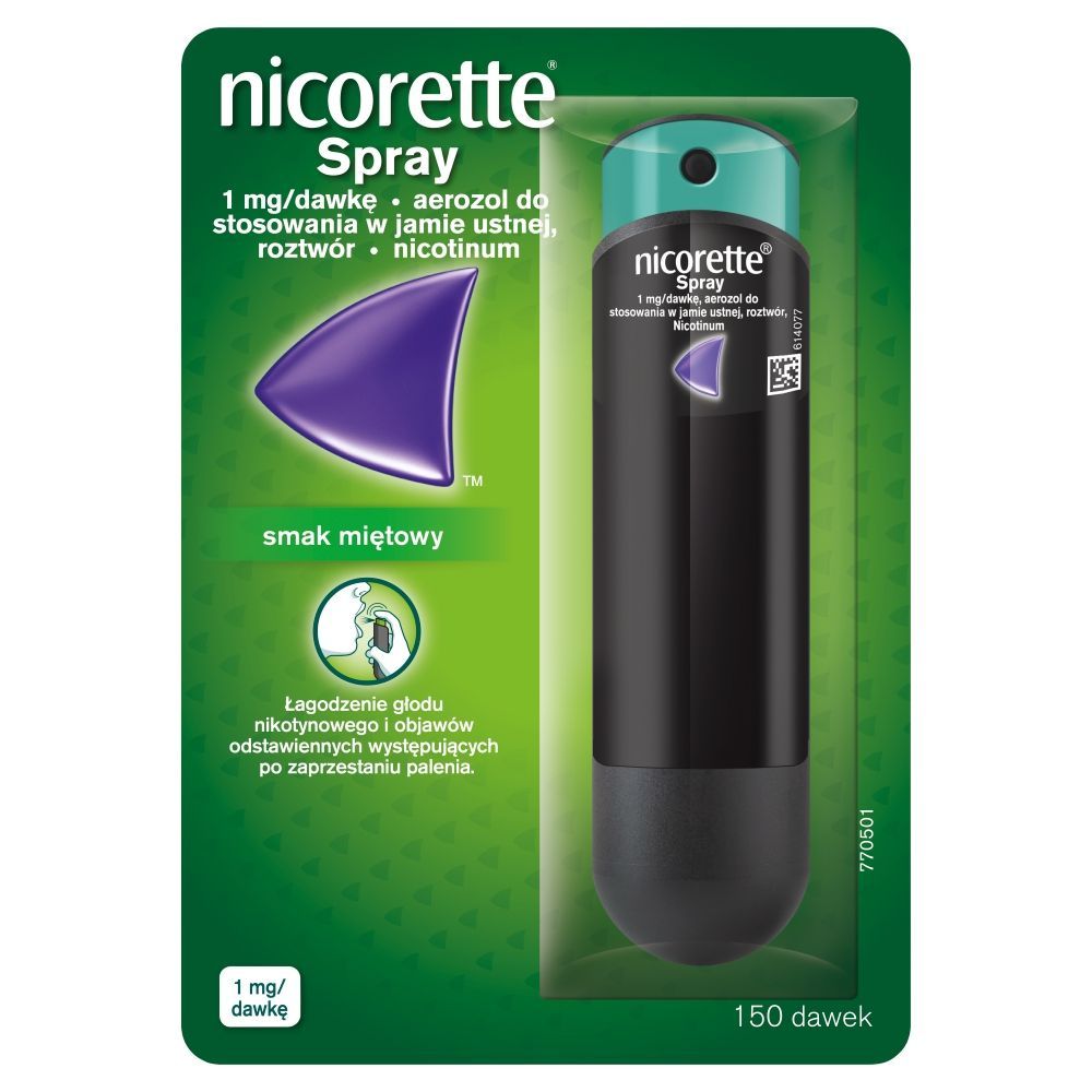 Nicorette Spray,1mg/ dawkę, aerozol do stosowania w jamie ustnej, 1 dozownik (150 dawek)