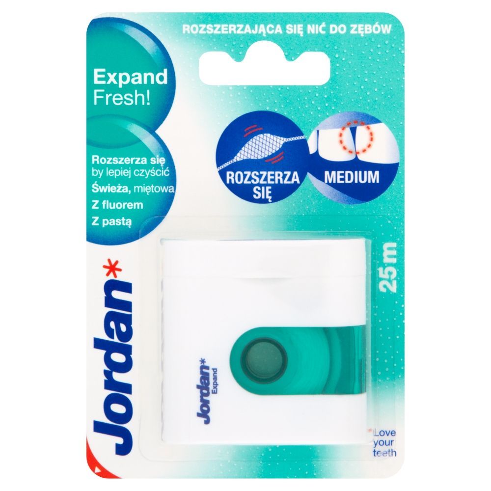 Jordan, Expand Fresh, rozszerzająca się nić do zęb&oacute;w, medium, 25 metr&oacute;w