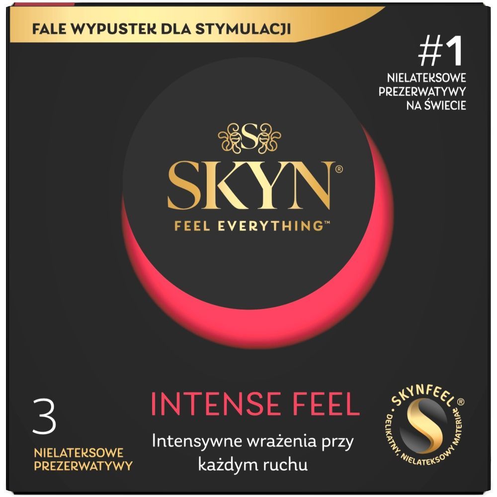 Skyn Intense Feel, nielateksowe prezerwatywy z wypustkami, 3 szt.