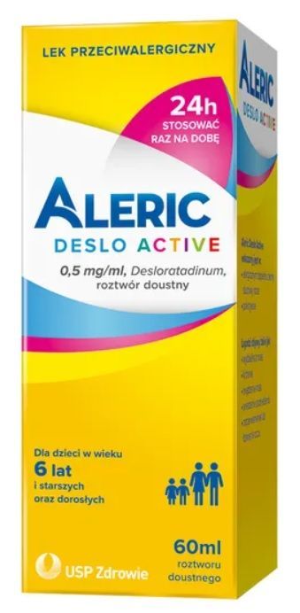 Aleric Deslo Active 0,5 mg/ml, syrop 60ml, na alergię i katar sienny dla dzieci