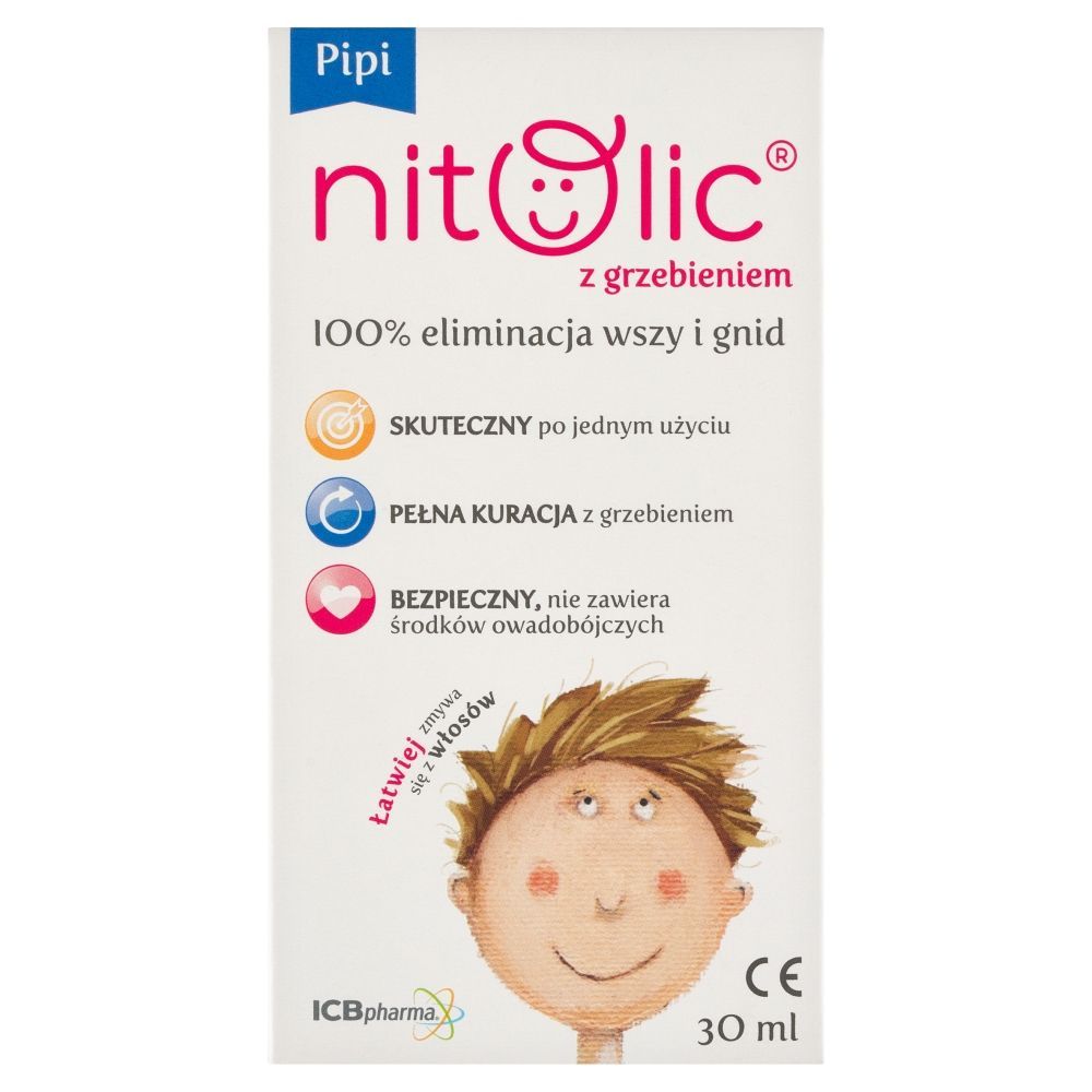 Pipi Nitolic, płyn przeciw wszawicy, z grzebieniem, 30 ml