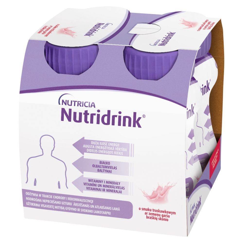 Nutridrink, smak truskawkowy, płyn, 4 x 125 ml