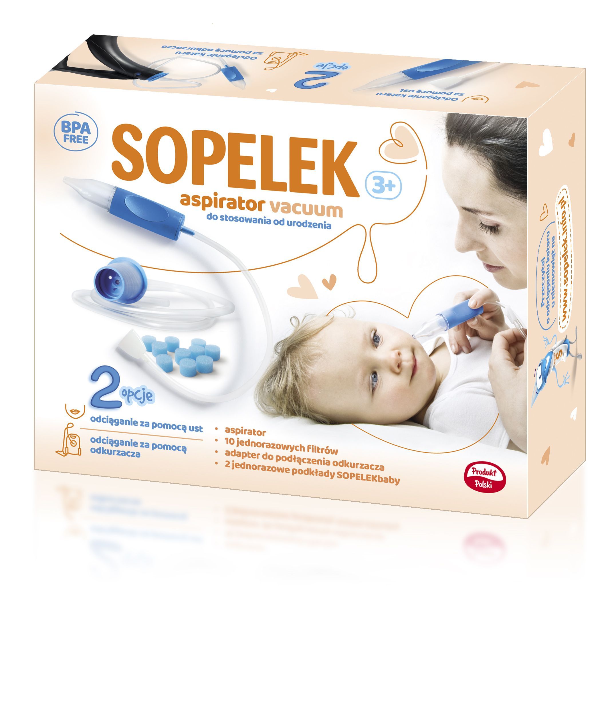 Sopelek 3+, aspirator usuwający wydzielinę z nosa, vaccum, 1 szt.