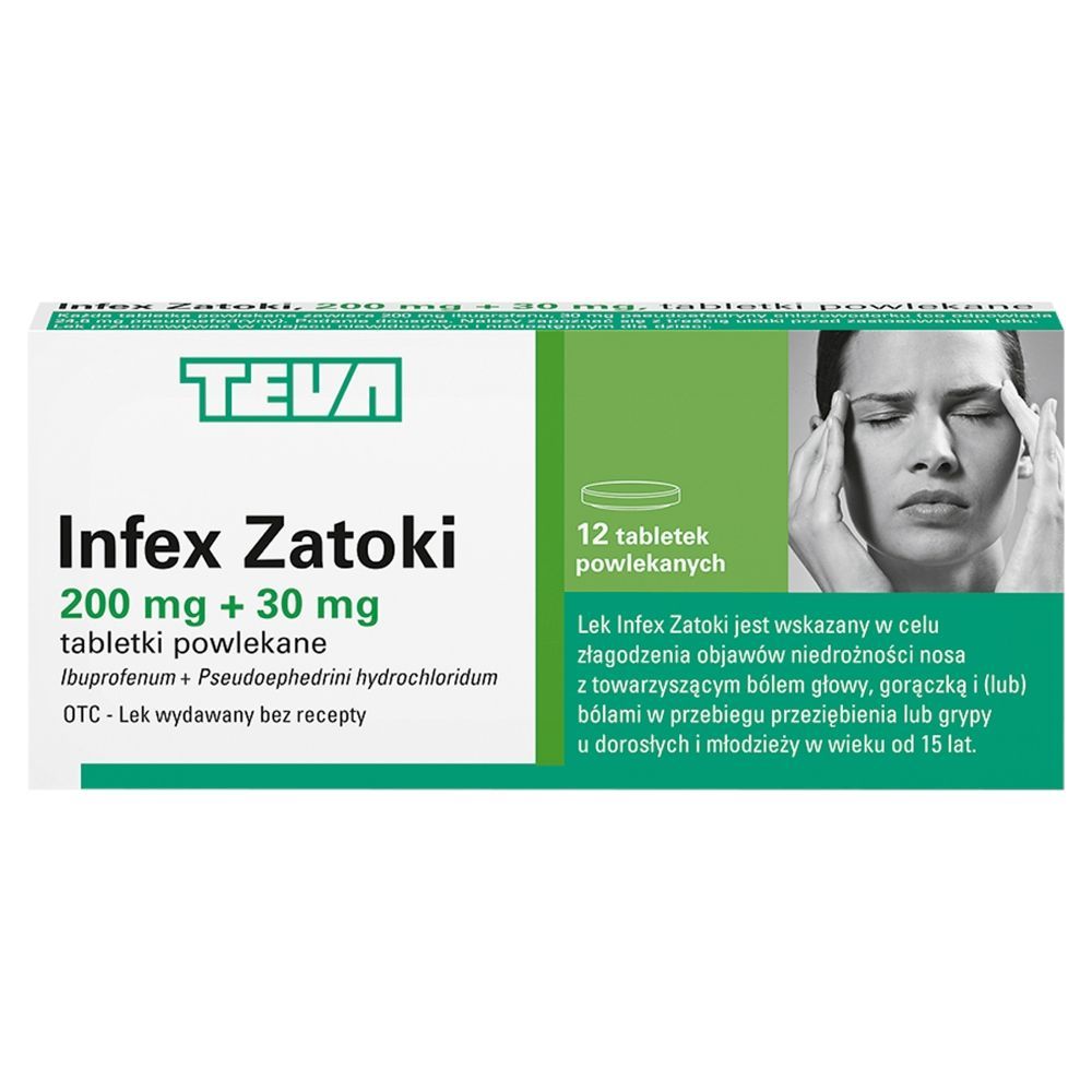Infex Zatoki, 200 mg + 30 mg, tabletki powlekane, 12 sztuk