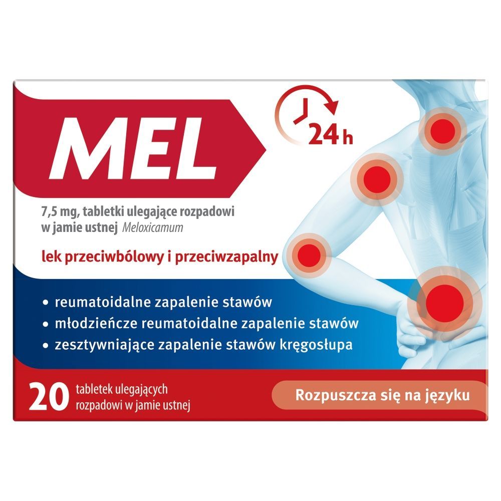 MEL, 7,5 mg, tabletki ulegające rozpadowi w jamie ustnej, 20 sztuk