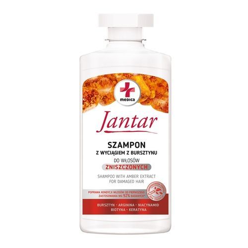 Jantar Medica, szampon z wyciągiem z bursztynu do włos&oacute;w zniszczonych, 330 ml