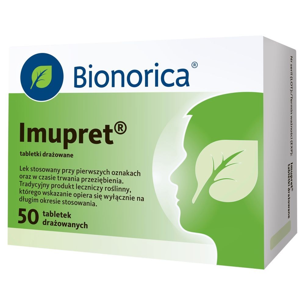 Imupret, tabletki drażowane, 10 mg + 4 mg + 8 mg + 12 mg + 4 mg + 6 mg + 4 mg, 50 sztuk