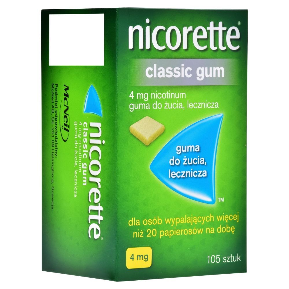 Nicorette Classic Gum, 4 mg, guma do żucia, 105 szt.