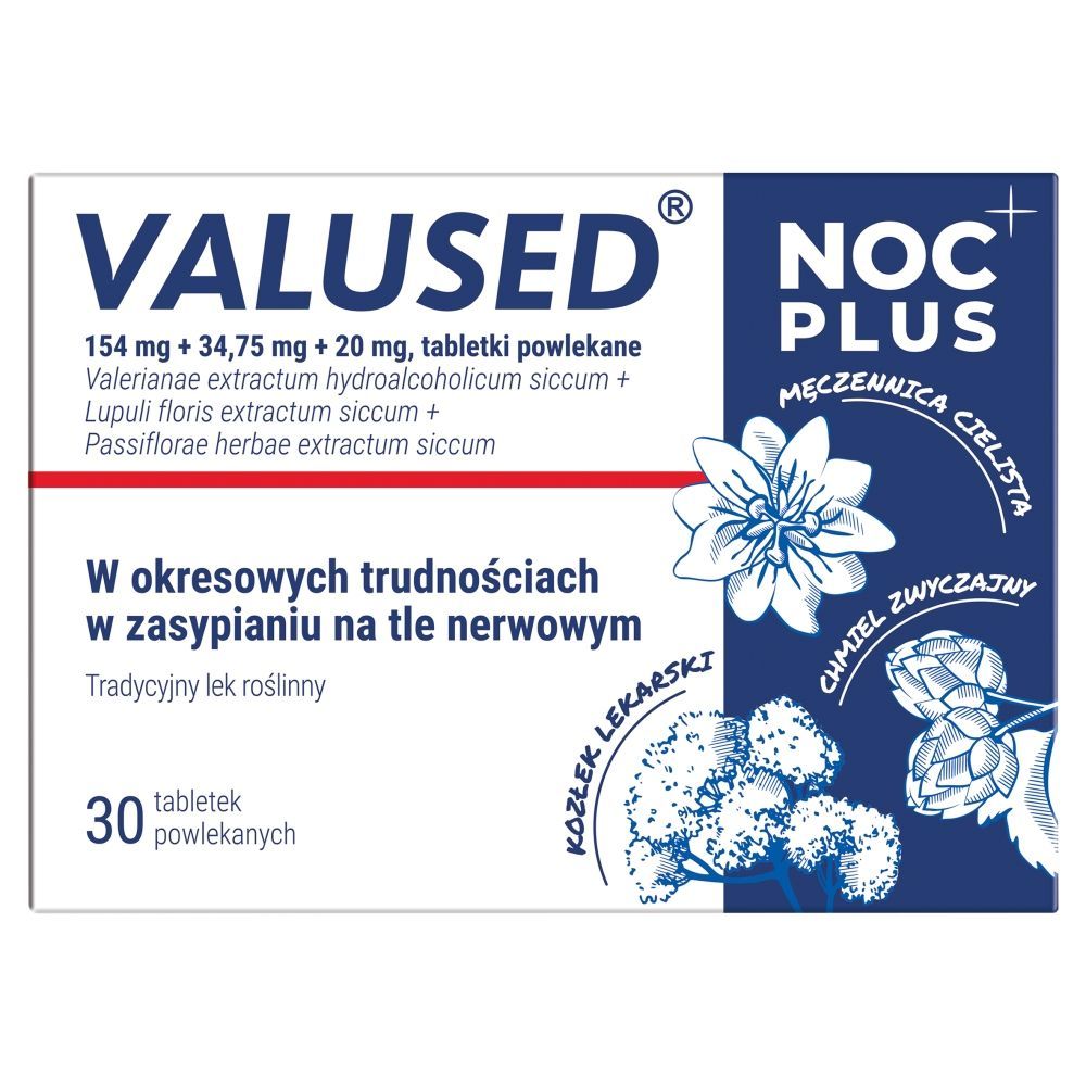 Valused Noc Plus, (154 mg + 34,75 mg + 20 mg), tabletki powlekane, 30 sztuk