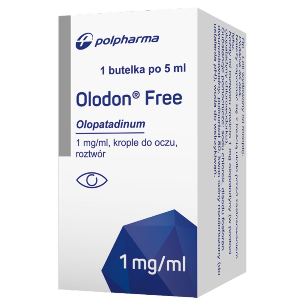 Olodon Free, 1 mg/ml, krople do oczu, 5 ml, 1 butelka