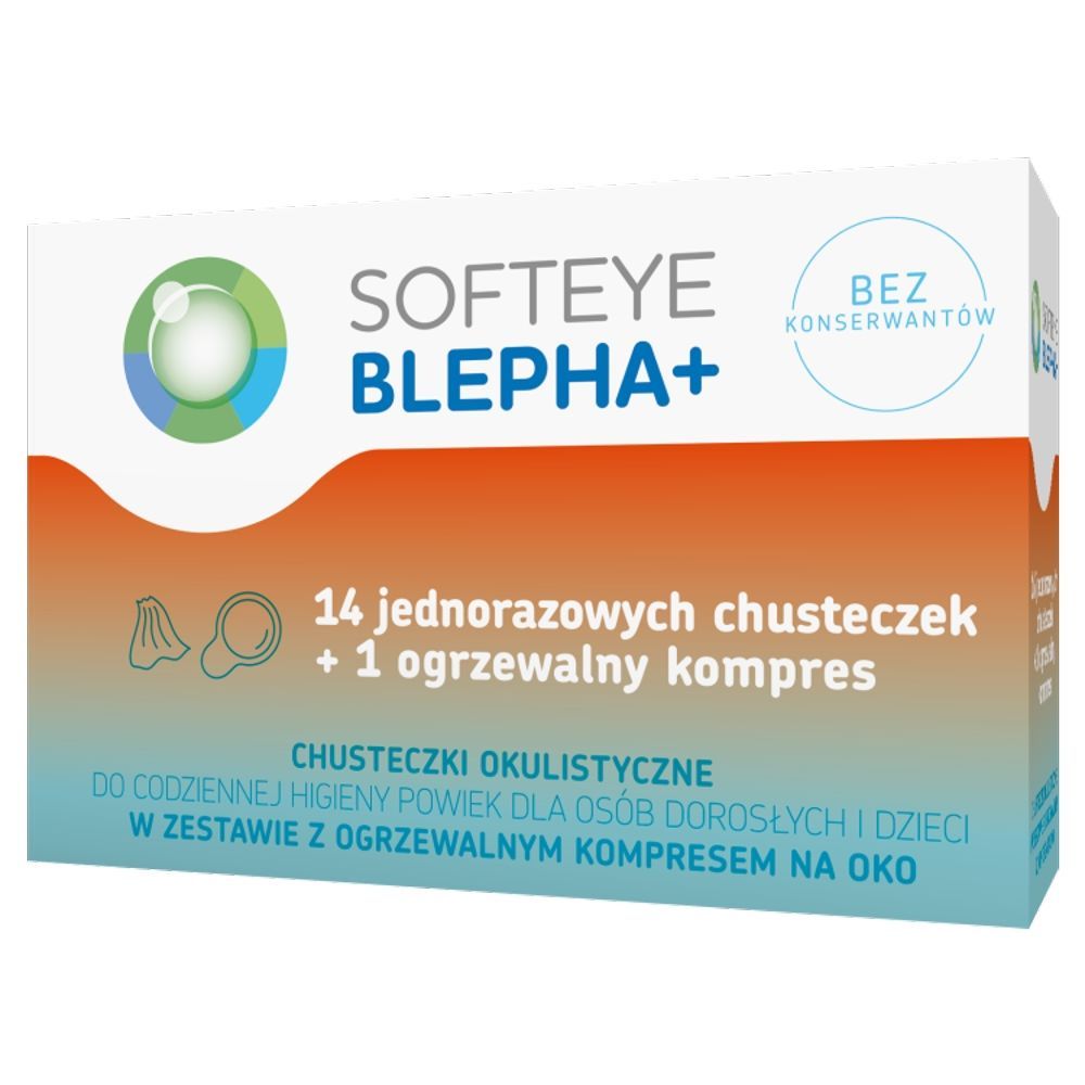 Softeye Blepha+, chust.okulistyczne, 14 szt+kompres