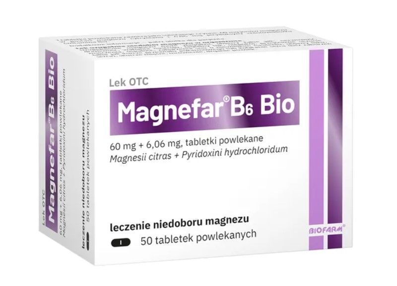 Magnefar B6 Bio, tabletki powlekane, 50 szt.