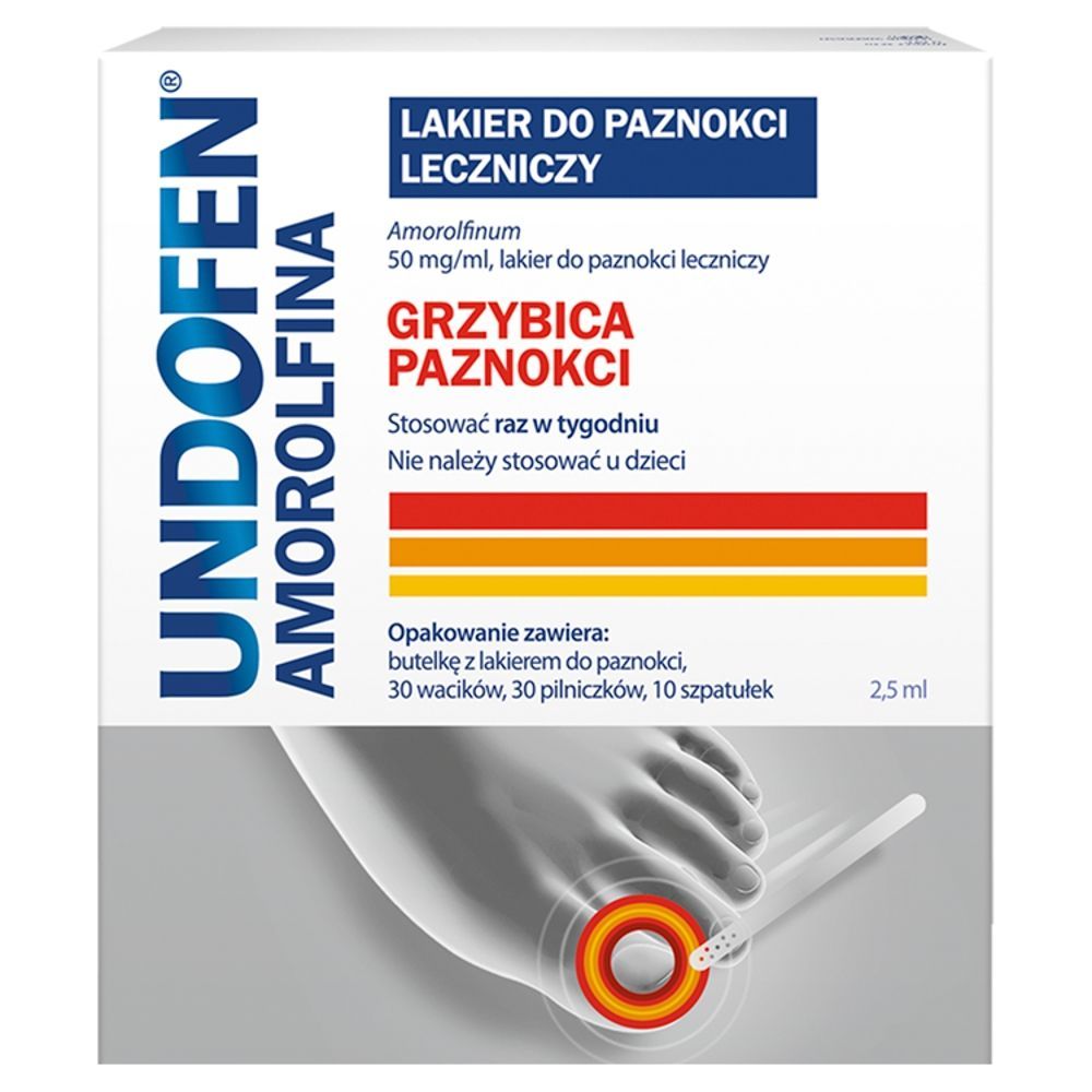Undofen Amorolfina, 50 mg/ml, lakier do paznokci leczniczy, 2,5 ml