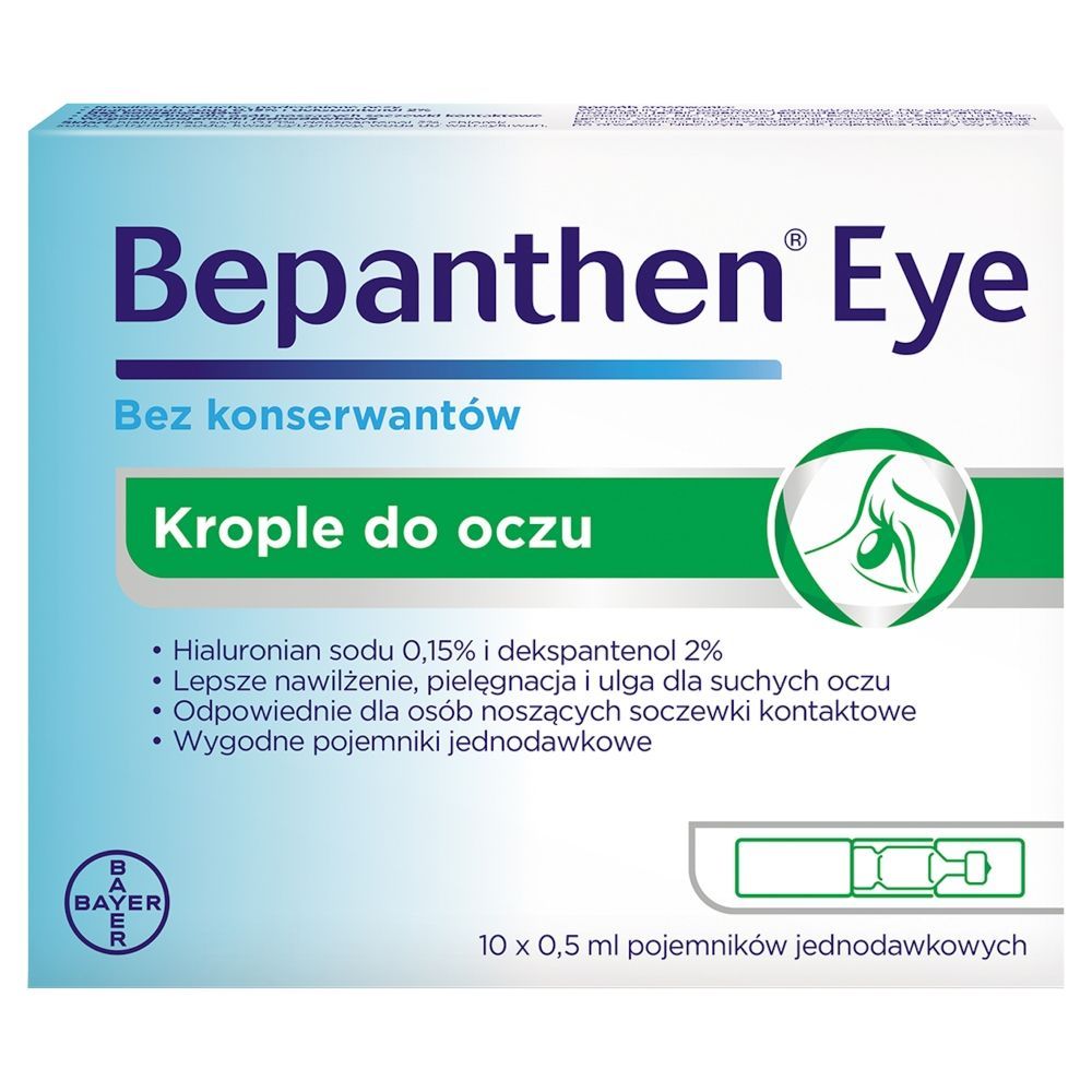 Bepanthen Eye, krople do oczu, pojemniki jednodawkowe, 0,5 ml, 10 szt.