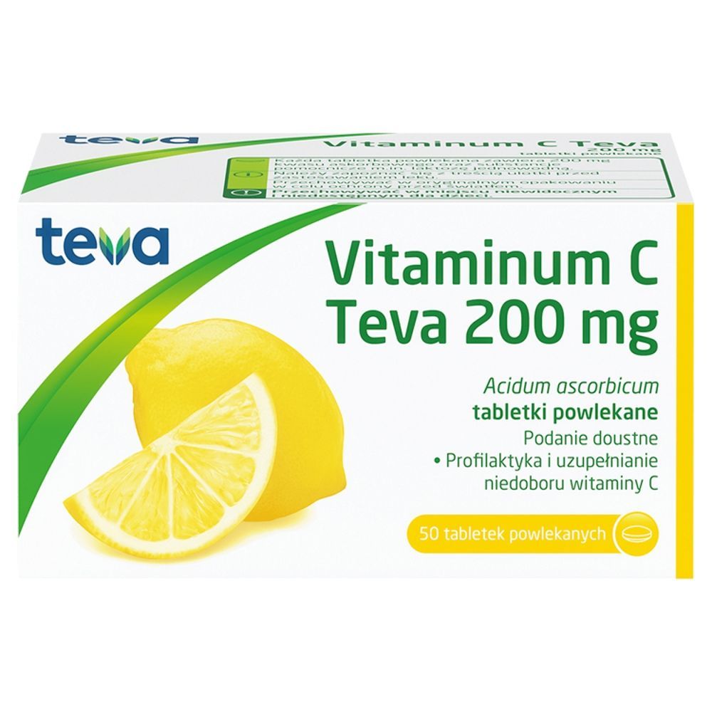 VITAMINUM C TEVA 200 mg, tabletki powlekane, 50 sztuk