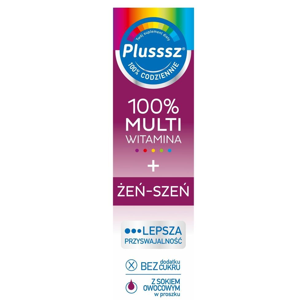 Plusssz 100% Multiwitamina + Żeń-Szeń, tabletki musujące, 20 szt.
