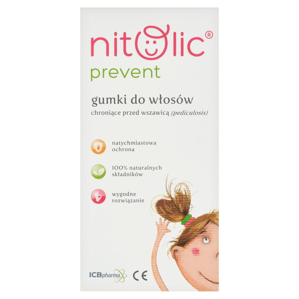 Nitolic Prevent, gumki do włos&oacute;w przeciwdziałające wszawicy, 4 szt.