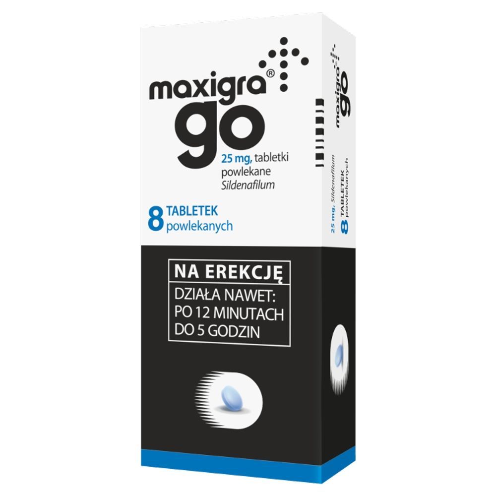 Maxigra Go, 25 mg, tabletki powlekane, 8 sztuk