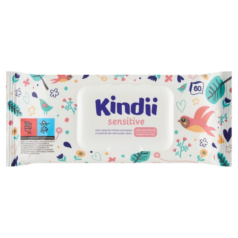 Kindii Sensitive, chusteczki dla niemowląt i dzieci, 60 szt.