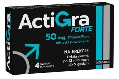 Actigra Forte, 50 mg, tabletki powlekane, 4 sztuki