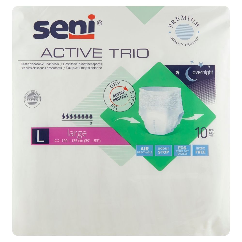 Seni Active Trio, majtki, elast.,chłonne,large, 10 szt