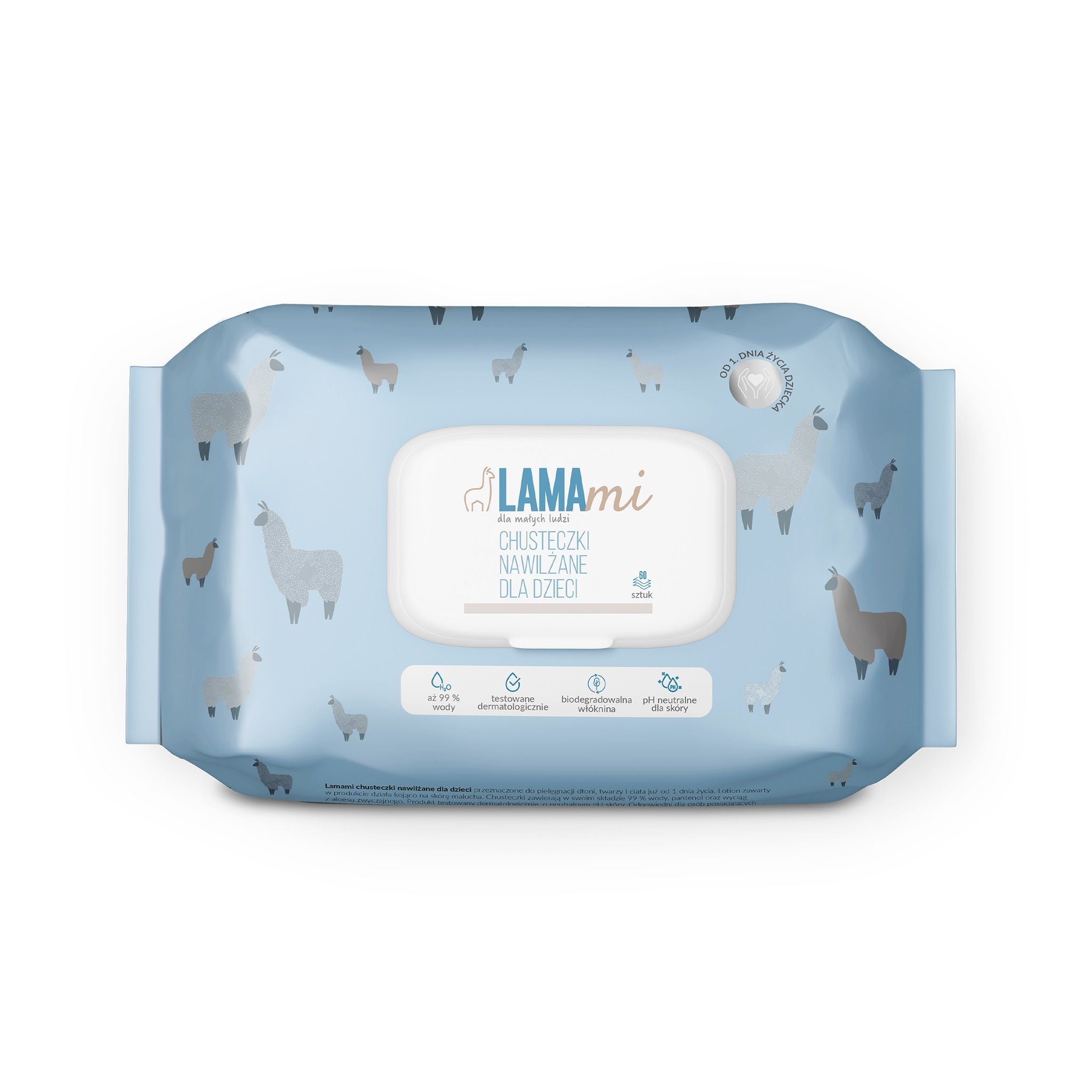 LAMAmi chusteczki nawilżane dla dzieci, 60 sztuk