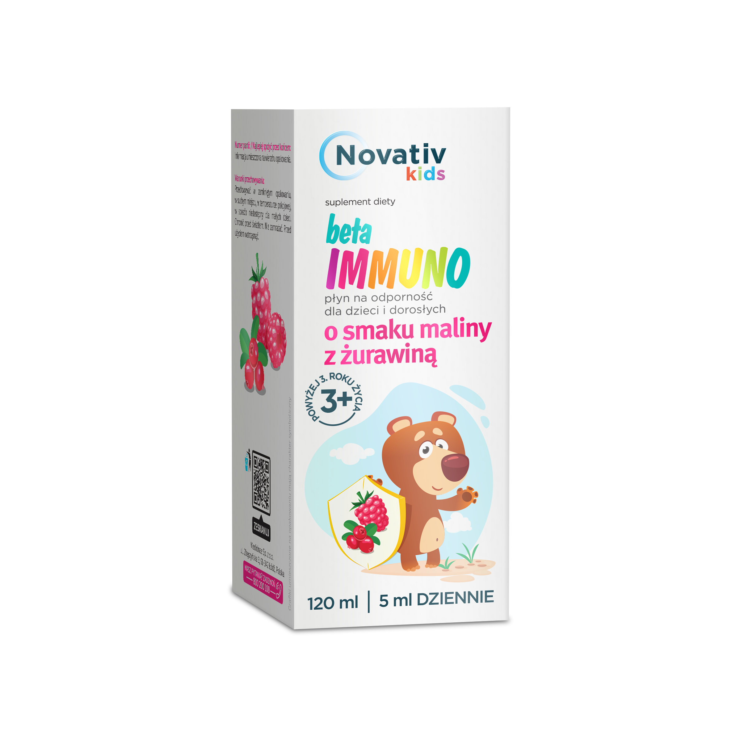 Novativ Kids Beta Immuno, płyn odporność, dla dzieci i dorosłych, 120ml