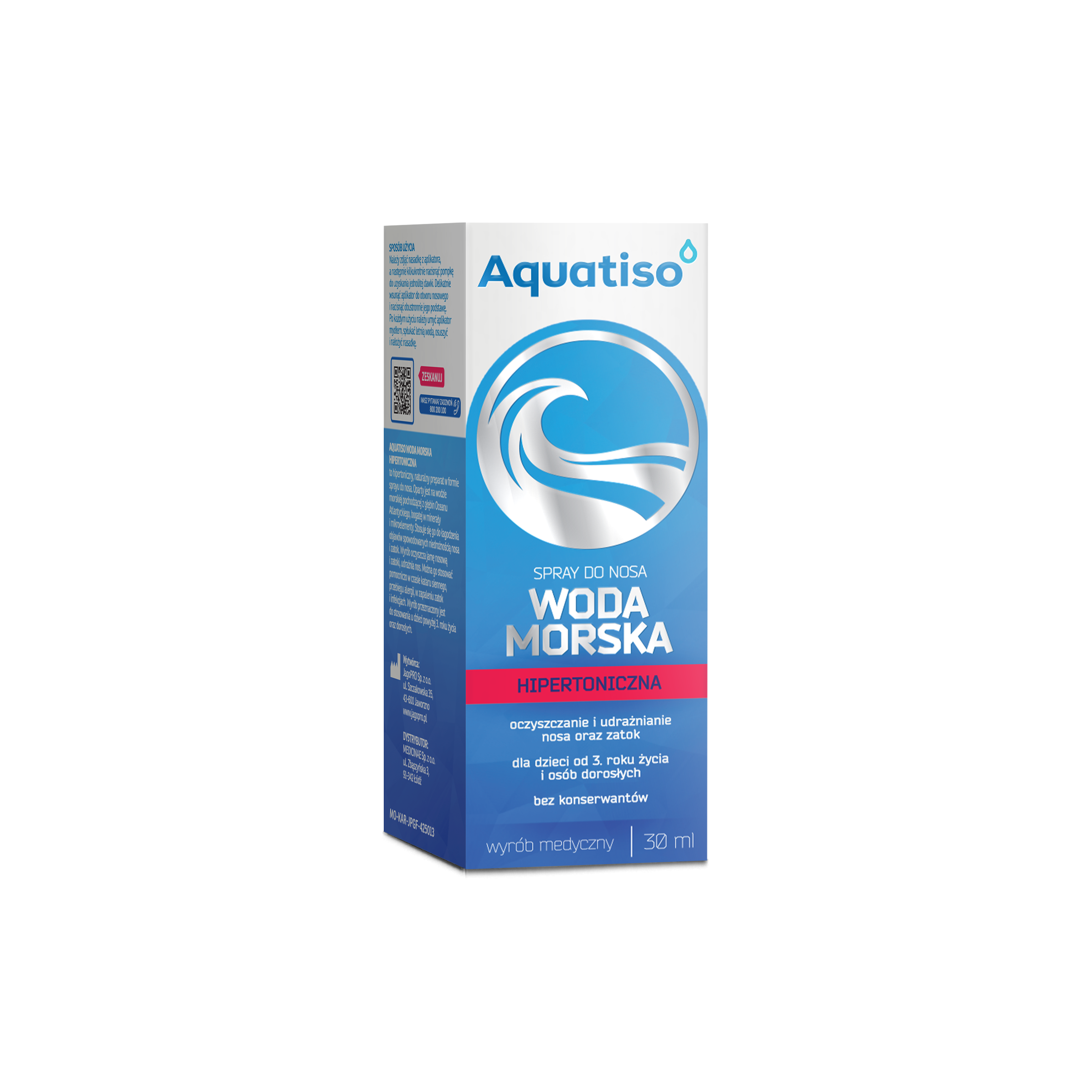 Aquatiso woda morska hipertoniczna, spray do nosa, 30 ml