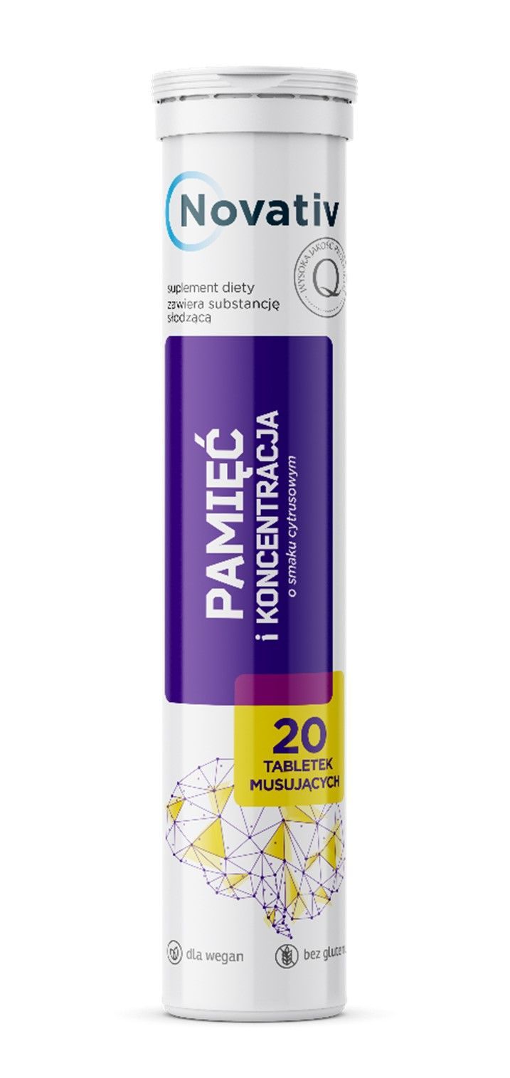Novativ Pamięć i koncentracja, tabletki musujące, 20 szt