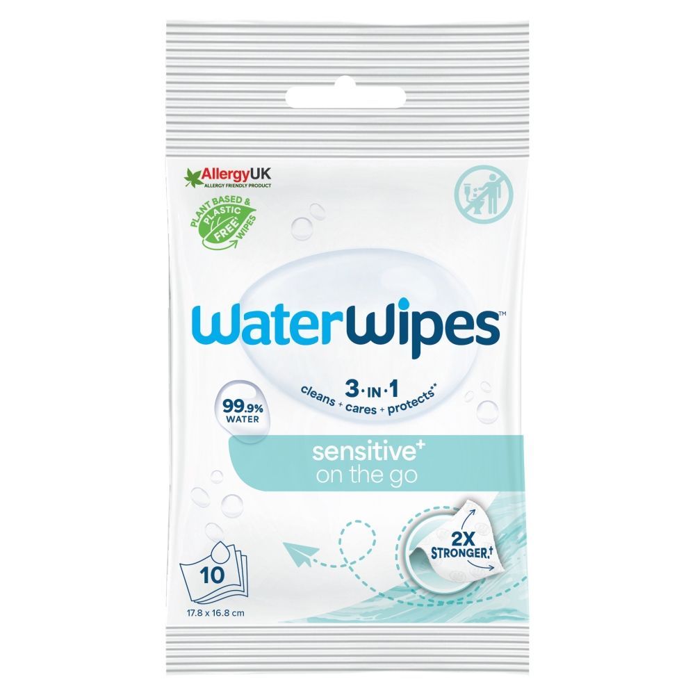 WaterWipes&trade; BIO OnTheGo chusteczki nawilżane, szybkie odświeżenie dla każdego, 10 sztuk