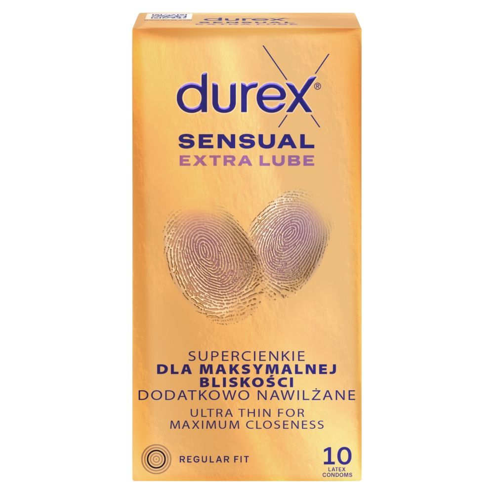 Durex Sensual Extra Lube, prezer, super cienkie,nawilż,10szt