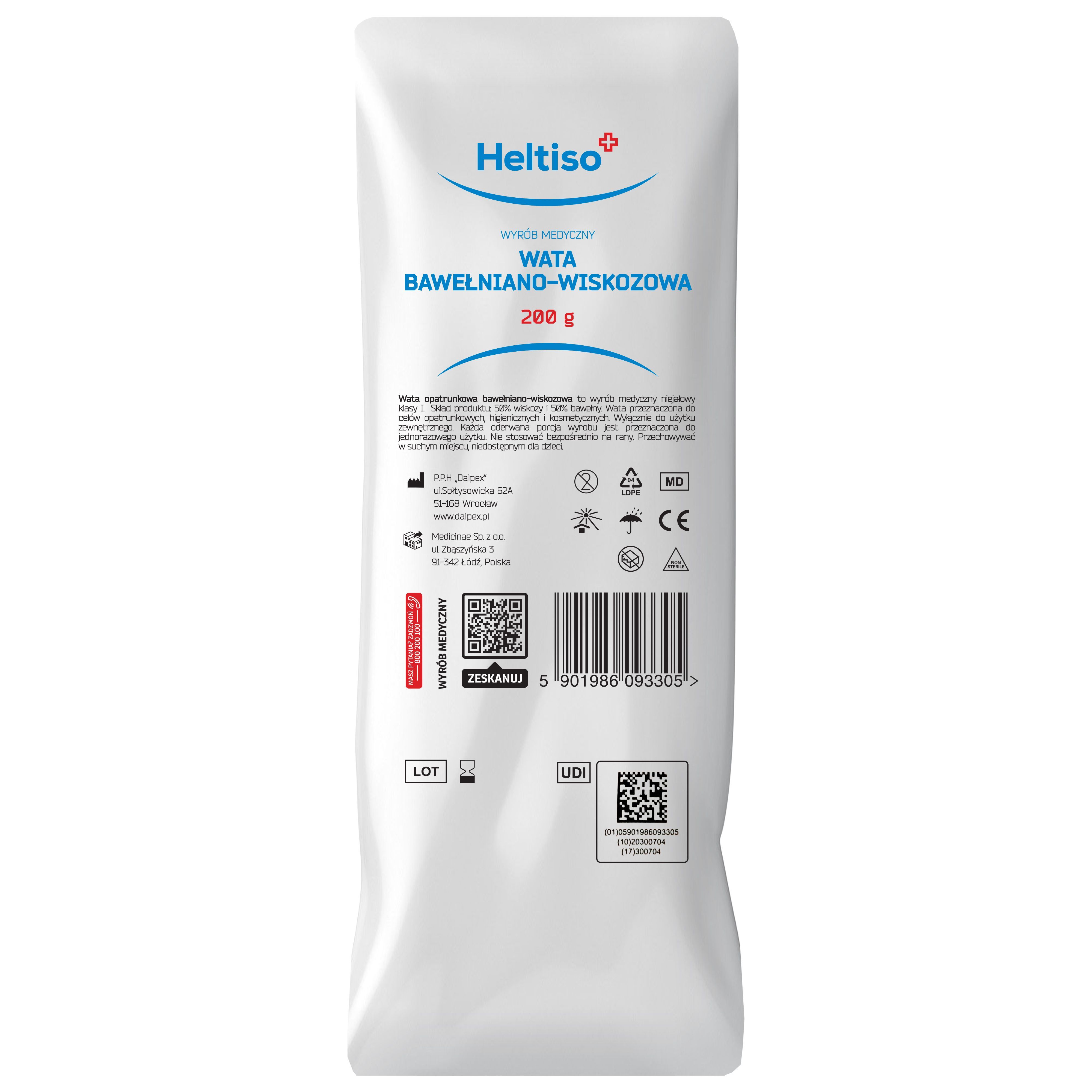 Heltiso, Wata opatrunkowa, bawełniano-wiskozowa, 200 g