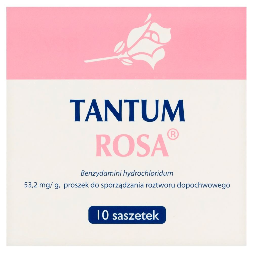 Tantum Rosa, 53,2 mg/g, proszek do sporządzania roztworu dopochwowego, 10 saszetek