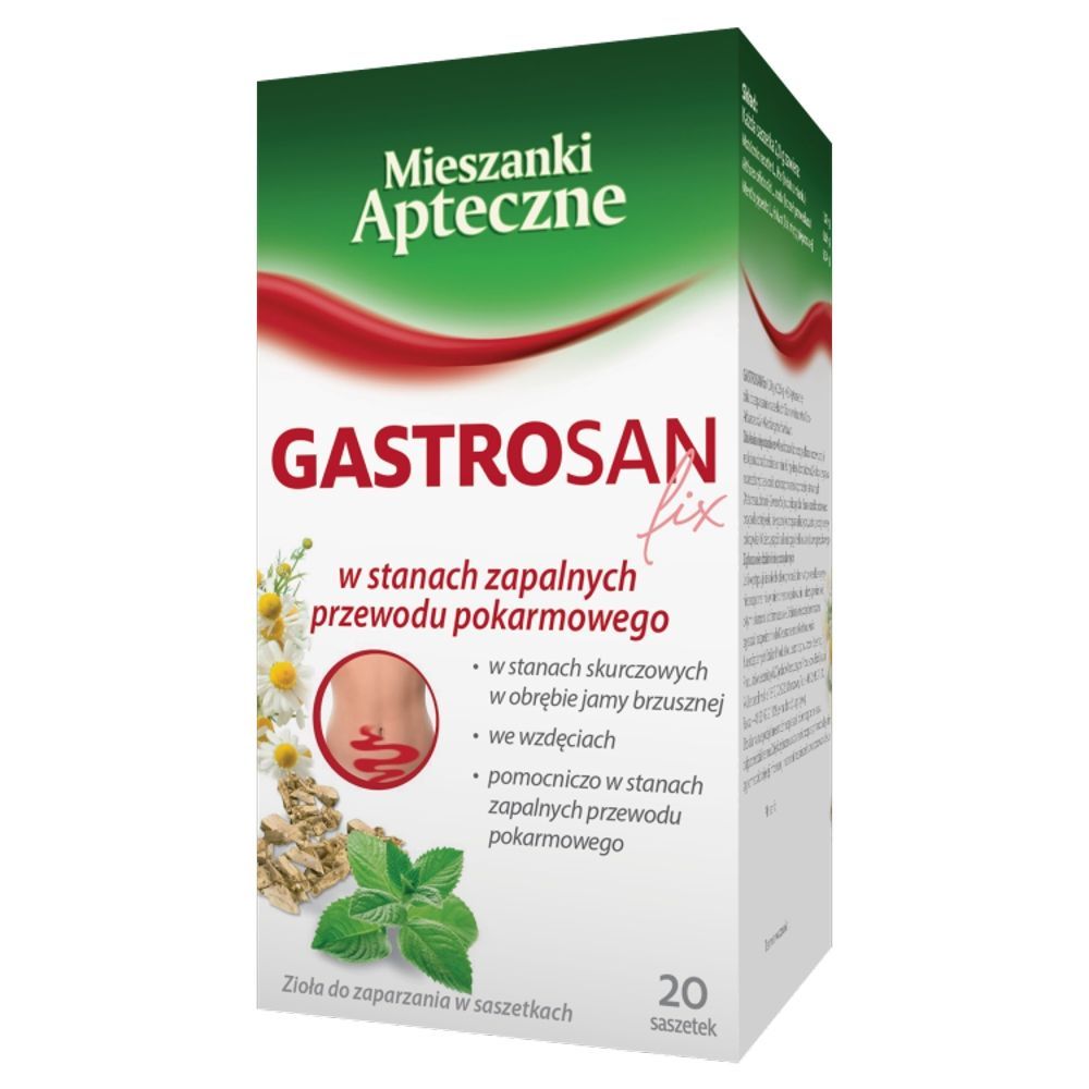 GASTROSAN fix, (1,00 g + 0,66 g + 0,34 g)/saszetkę, zioła do zaparzania w saszetkach, 20 sztuk po 2,0 g