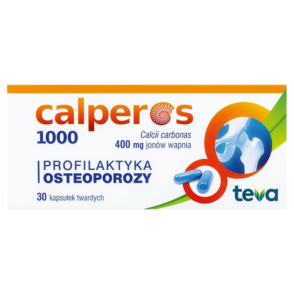 CALPEROS 1000, 400 mg jon&oacute;w wapnia, kapsułki twarde, 30 sztuk