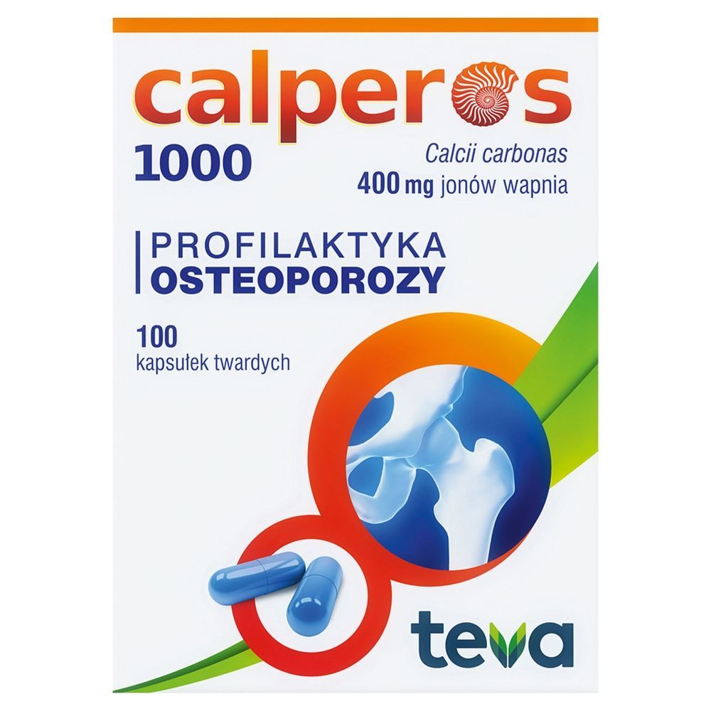 Calperos 1000, 400 mg jon&oacute;w wapnia, kapsułki twarde, 100 szt.