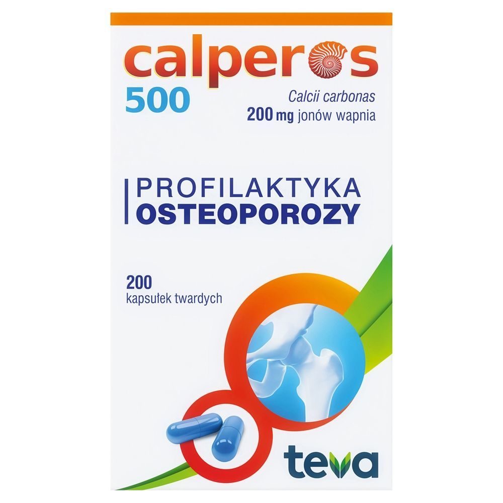 Calperos 500, 200 mg jon&oacute;w wapnia, kapsułki twarde, 200 szt.