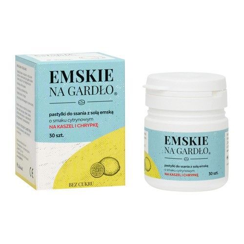 Emskie na gardło, pastylki do ssania z solą emską, smak cytrynowy, 30 szt.