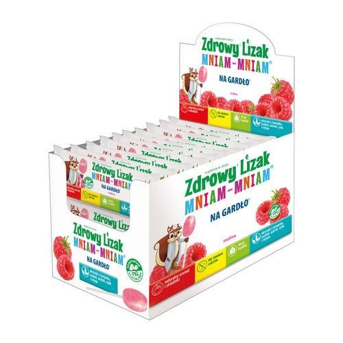 Zdrowy Lizak MniamMniam, na gardło, smak malinowy, 40 szt.