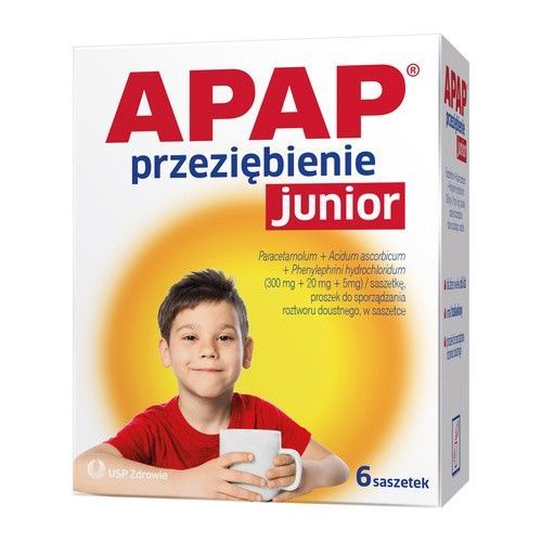 Apap Przeziębienie Junior, proszek do sporządzania roztworu doustnego, saszetki, 6 szt.