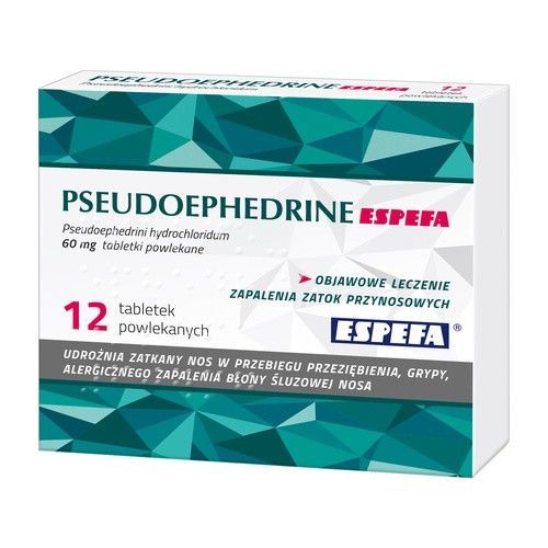 PSEUDOEPHEDRINE ESPEFA, 60 mg, tabletki powlekane, 12 sztuk