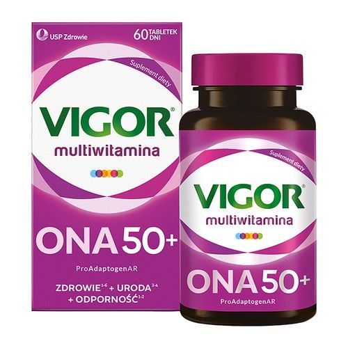 Vigor multiwitamina ONA 50+ zestaw witamin i minerał&oacute;w z ashwagandhą i reishi, tabletki, 60 szt.