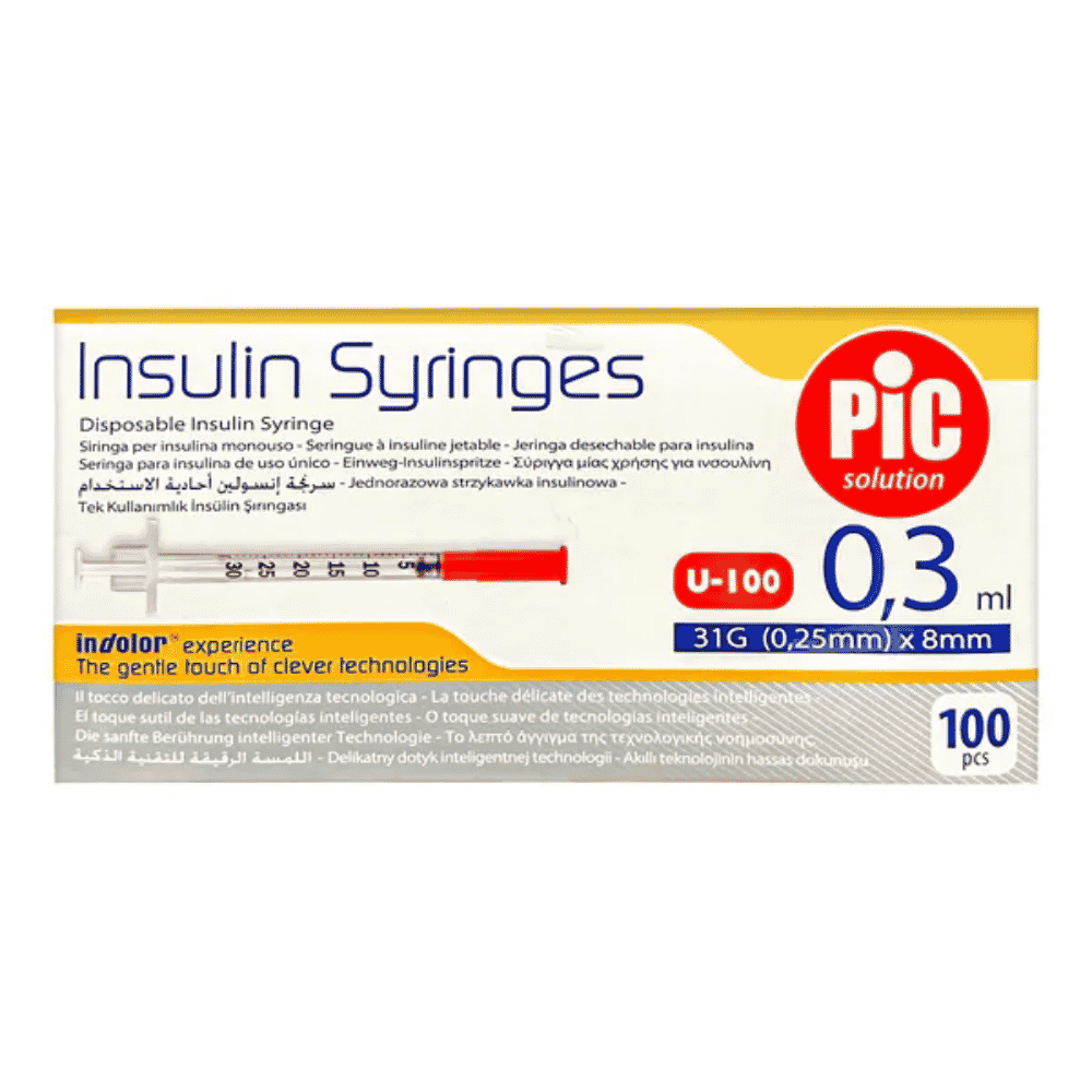 PIC Insulin Syringes,strzyk.insul,jednoraz,0,3ml,31Gx8mm,x100