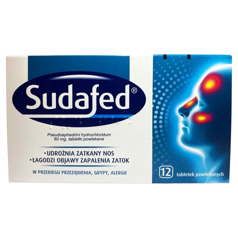 Sudafed, 60 mg, tabletki powlekane, 12 tabletek