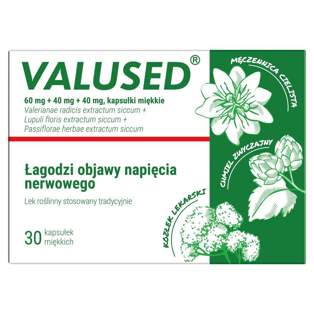 VALUSED, 60mg + 40mg + 40mg, kapsułki miękkie, Jedno opakowanie zawiera 30 kapsułek.