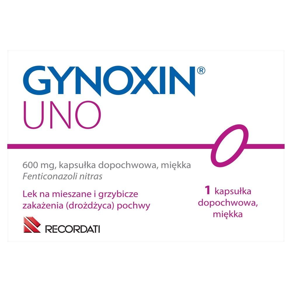 Gynoxin Uno, 600 mg, kapsułka dopochwowa, miękka, 1 sztuka