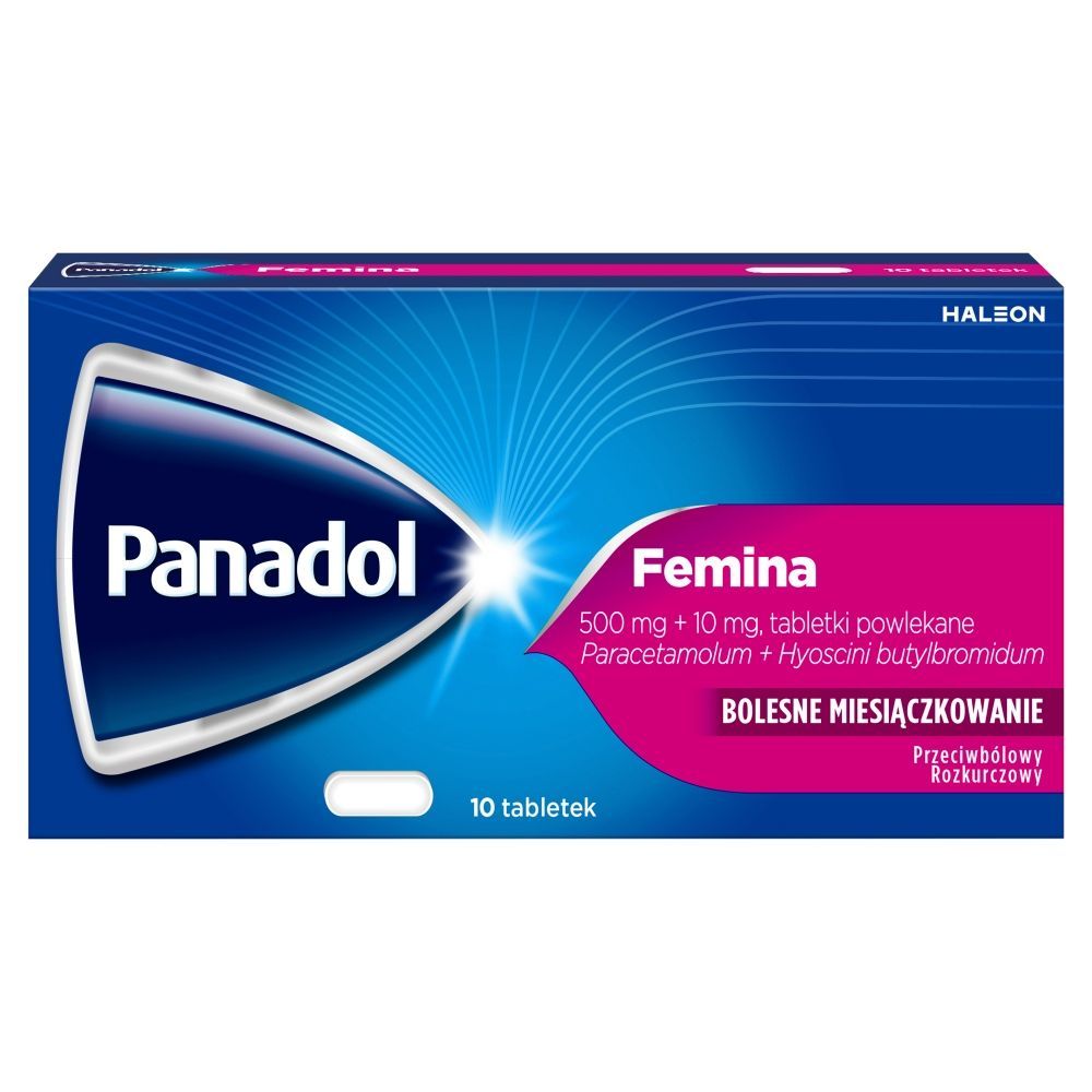Panadol Femina, 500 mg + 10 mg, tabletki powlekane, 10 szt.