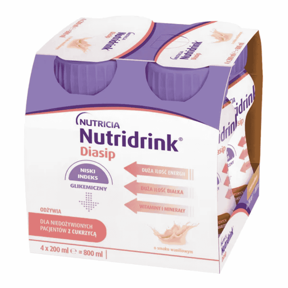 Nutridrink Diasip, płyn o smaku waniliowym, 4 x 200 ml