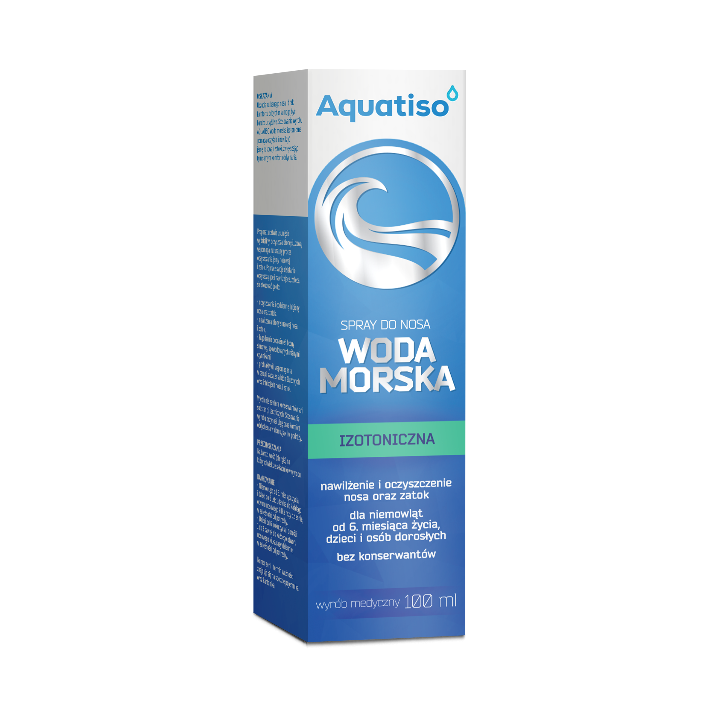 Aquatiso woda morska izotoniczna, spray do nosa, 100 ml